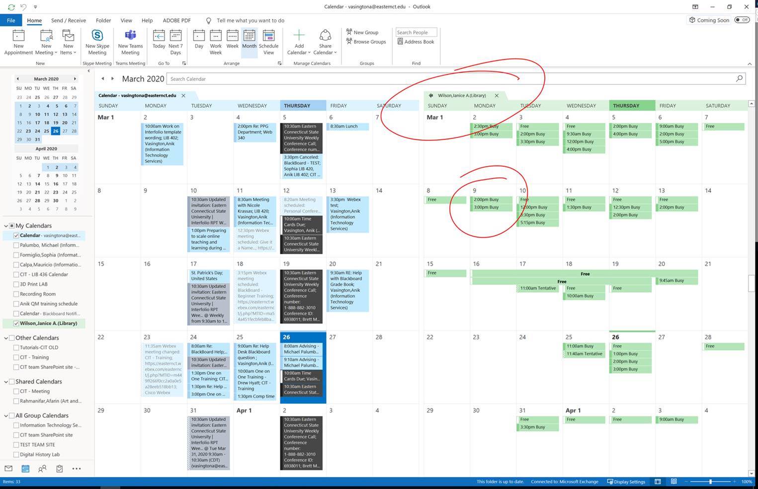 View Someone Else s Outlook Calendar Eastern Connecticut State