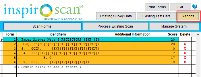 InspiroScan Scanning Test and Survey Forms bubble sheets in