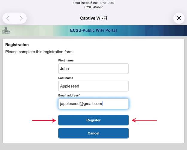 ECSU Public Portal Registration
