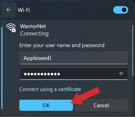 Warriornet login text box
